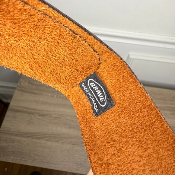 Brave Waist 30 Made in Canada Brown Pebbled Leather Belt Silver Buckle - Picture 2 of 6